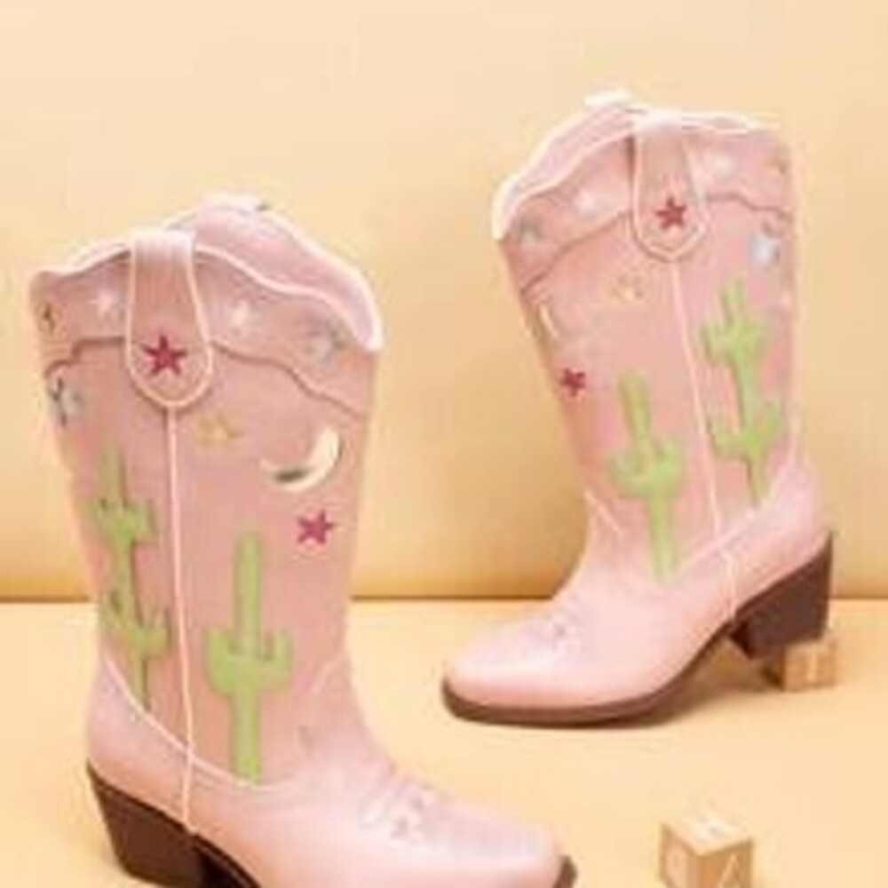 Botas vaqueras para niñas, botas occidentales de media pantorrilla con punta cu…